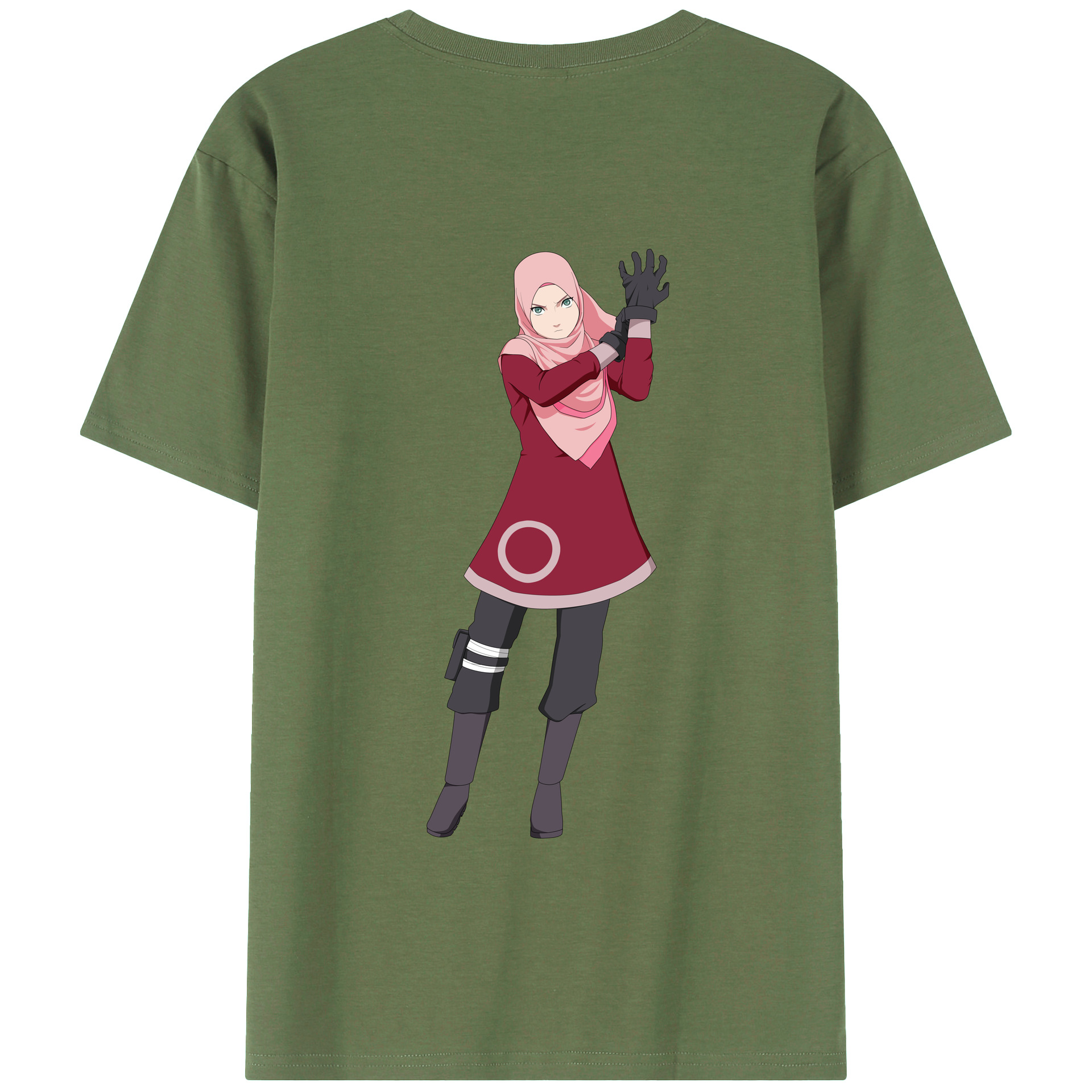 （画像用） NARUTO -ナルト- 春野サクラ Haruno Sakura 綿100％ メンズ半袖Tシャツ（バックプリント） 通気性